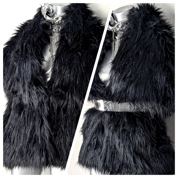 "Marc Bouwer" Vegan Fur Fuzzy Soft "Mob Wife" Classic Glam Chic Jacket - Picture 5 of 11